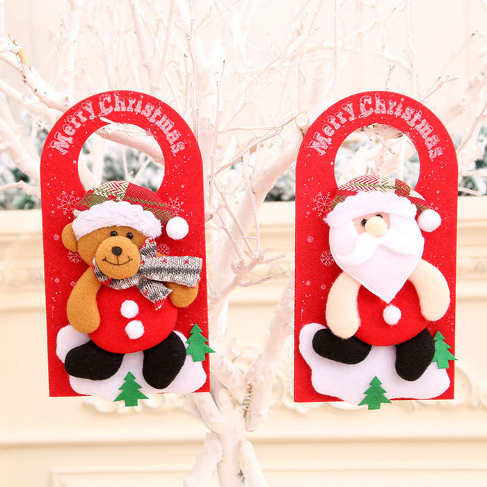 Wholesale Christmas Decorations Non-Woven Cartoon Christmas Door Hanging Pendant Hotel Shopping Mall Window Decoration