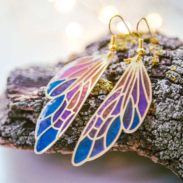 Wholesale Gradient Rainbow Wings Butterfly Wings Earrings Dreamy