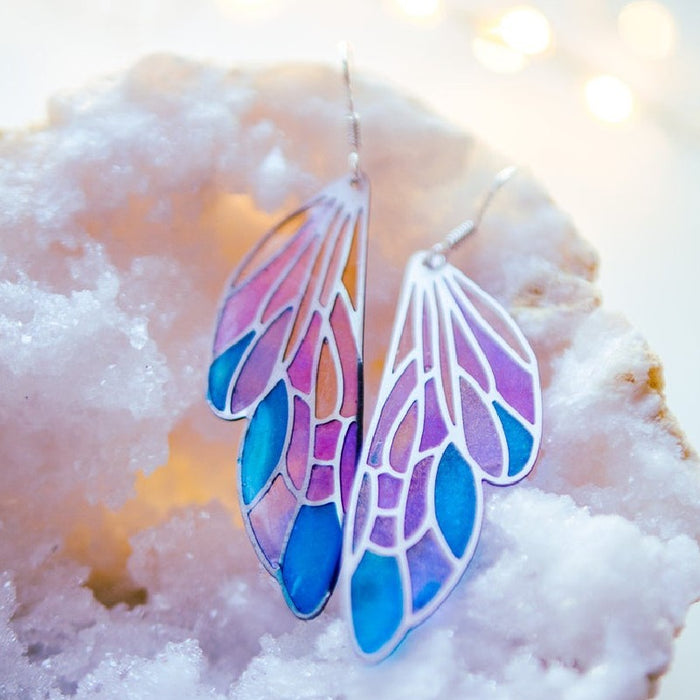 Wholesale Gradient Colorful Wings Butterfly Wings Earrings JDC-ES-SaIP112