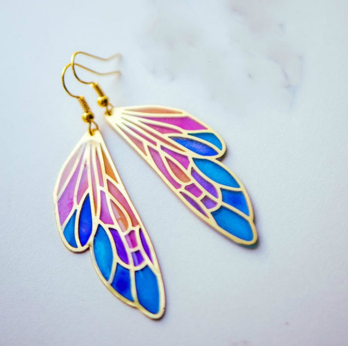 Wholesale Gradient Colorful Wings Butterfly Wings Earrings JDC-ES-SaIP112