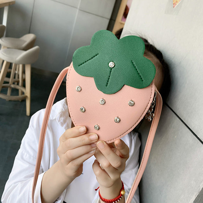 Wholesale Autumn and Winter Cartoon Cute Children's Diagonal Cross Small Bag Strawberry Rhinestone Western-style Princess Coin Purse JDC-SD-JF006