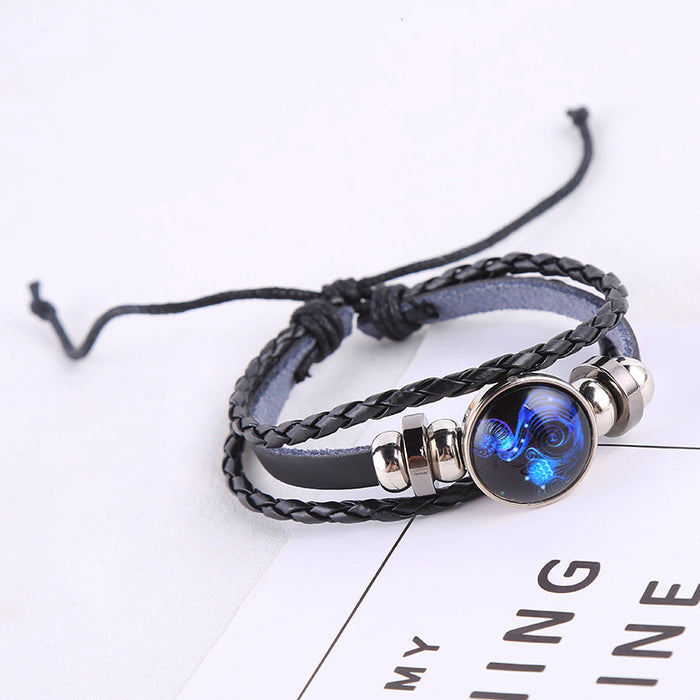 Wholesale Twelve Constellations Luminous Braided Bracelet JDC-BT-Shengy007