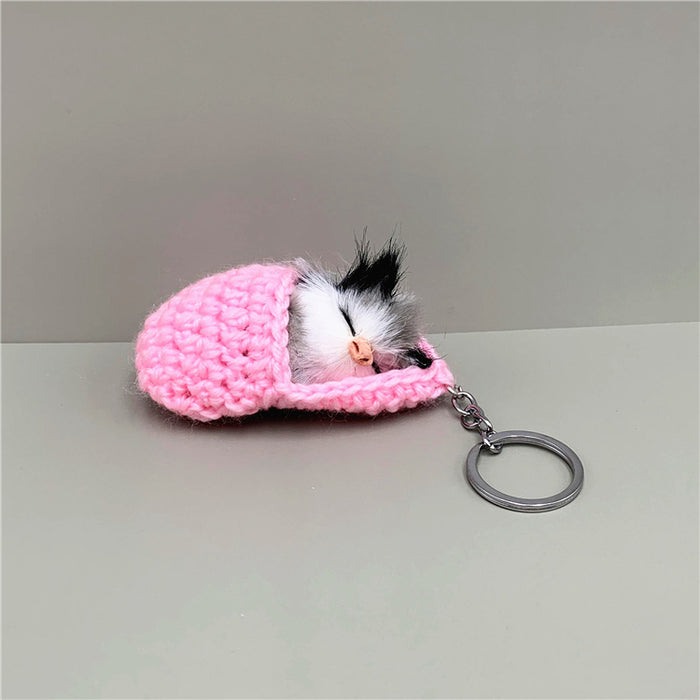 Wholesale Cute Sleeping Cat Plush Keychain JDC-KC-KaiY008