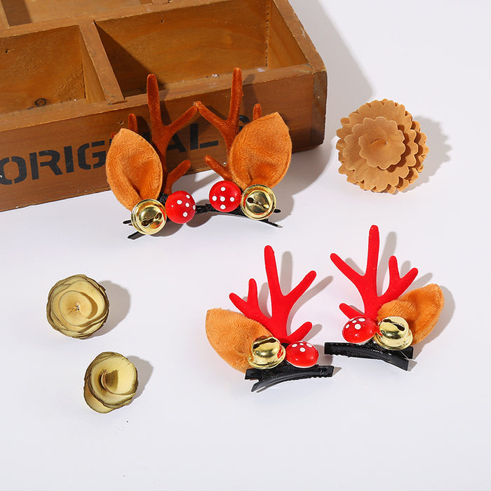 Wholesale Christmas Headdress Antlers Kidsren' s Hairpin Christmas Hairpin Hair Ball Duckbill Clip Cute Deer Bangs Hairpin