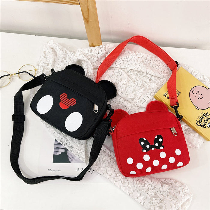 Wholesale Children's crossbody bag, fashionable small bag, cute cartoon canvas bag, stylish and trendy one shoulder little girl's bag