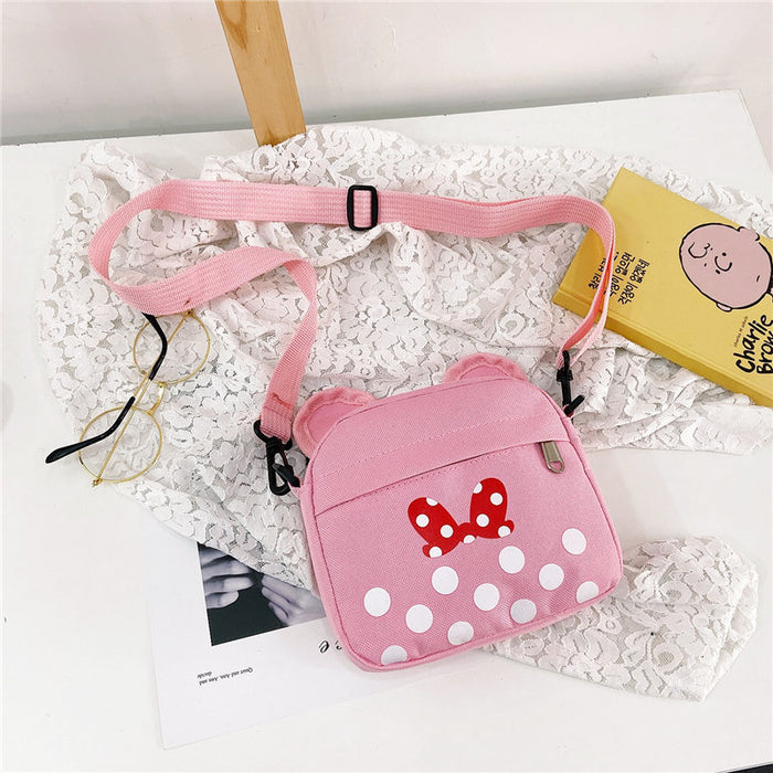 Wholesale Children's crossbody bag, fashionable small bag, cute cartoon canvas bag, stylish and trendy one shoulder little girl's bag