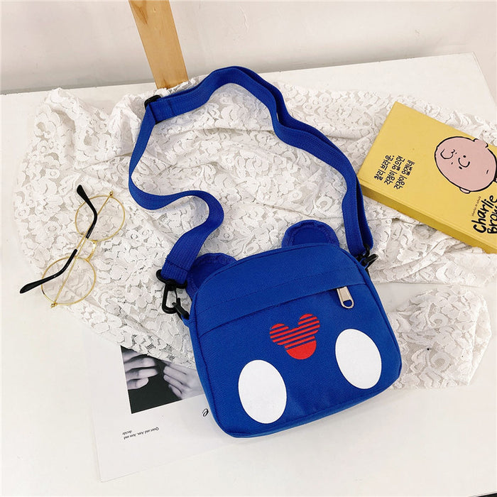 Wholesale Children's crossbody bag, fashionable small bag, cute cartoon canvas bag, stylish and trendy one shoulder little girl's bag
