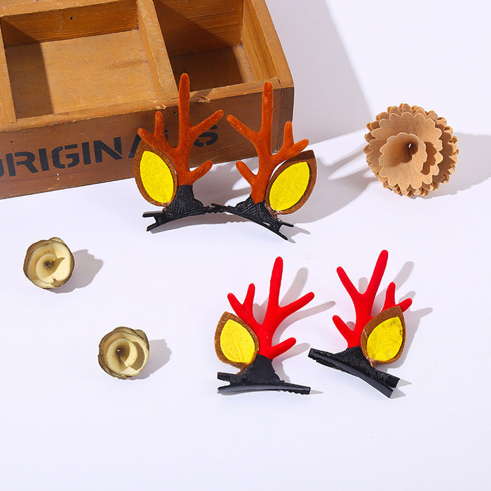 Wholesale Christmas Headdress Antlers Kidsren' s Hairpin Christmas Hairpin Hair Ball Duckbill Clip Cute Deer Bangs Hairpin