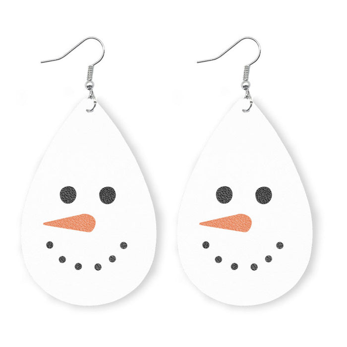 Wholesale 2pcs Christmas Elk Snowman Leather Earrings JDC-ES-HeYi107