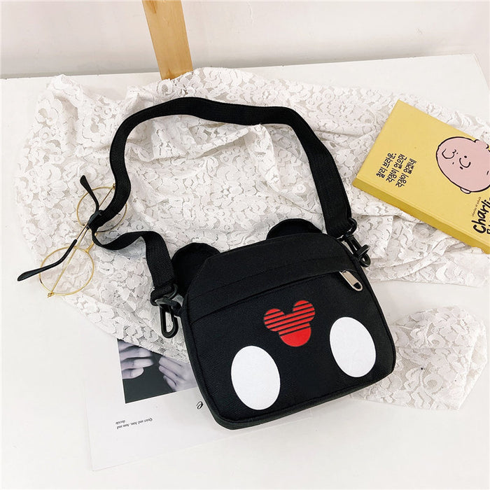 Wholesale Children's crossbody bag, fashionable small bag, cute cartoon canvas bag, stylish and trendy one shoulder little girl's bag