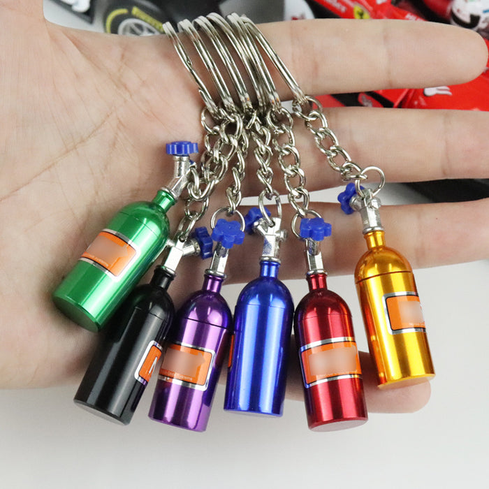 Wholesale Foreign trade hot sale key chain creative metal turbine cartoon auto parts nitrogen bottle key chain