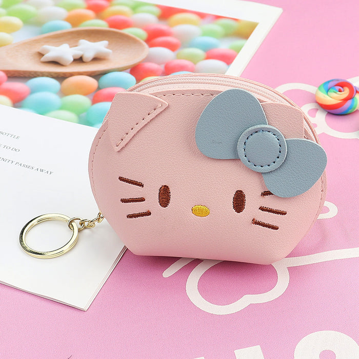 Wholesale PU Leather Embroidered Cat Coin Purse Pink Small Wallet For Keys And Earphones Chic Casual Women S Pouch