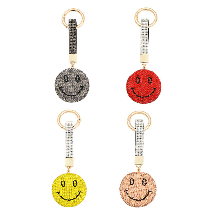 Wholesale Cute Smiley Keychain Exquisite Micro-inlaid Diamond Keychain Bag Car Hanging Gifts