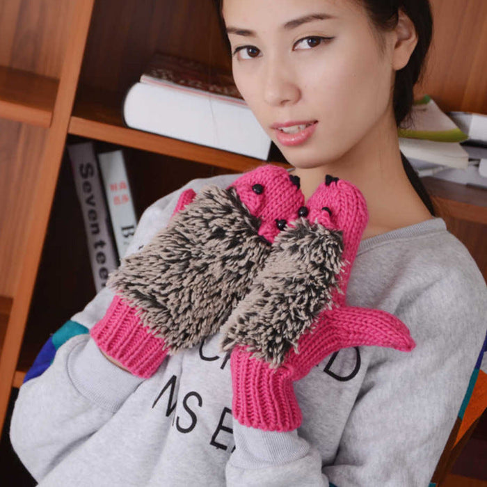 Wholesale Gloves Knitted Full Finger Cartoon Hedgehog JDC-GS-hlei003