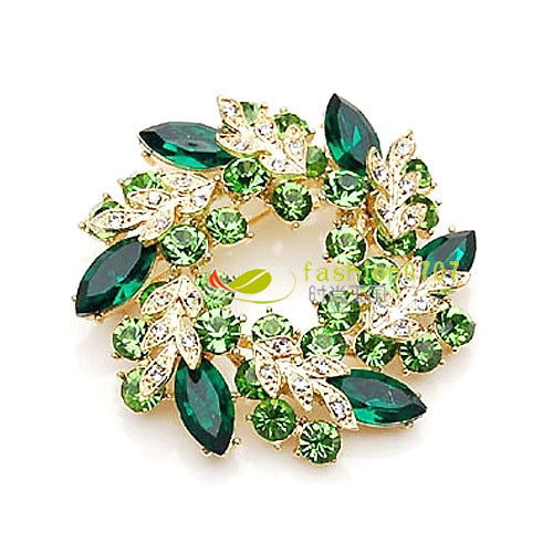 Wholesale Rhinestone Crystal Bauhinia Flower Ring Alloy Brooch JDC-BC-GuoQY002