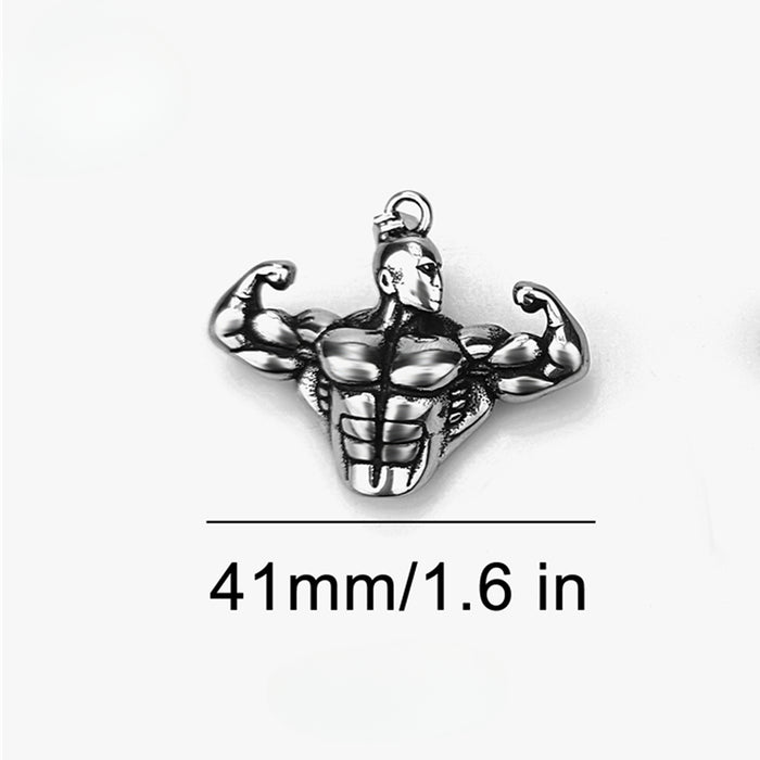 Wholesale Stainless Steel Retro Arm Muscle Man Pendant Necklace JDC-NE-Ruig004