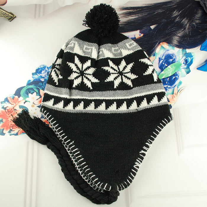 Wholesale Simple Autumn and Winter Ear Protection Snowflake Yarn Hat JDC-FH-HengYu004