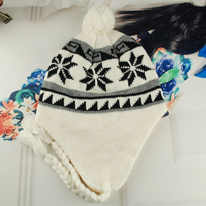 Wholesale Simple Autumn and Winter Ear Protection Snowflake Yarn Hat JDC-FH-HengYu004