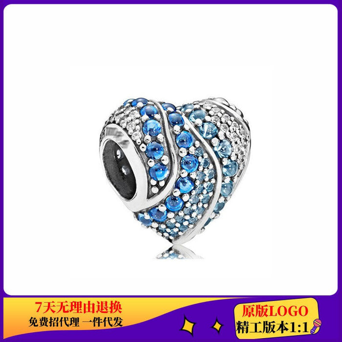 Wholesale Cupronickel Silver Plated Pumpkin Cart Blue Beads JDC-BDS-ZhiS001
