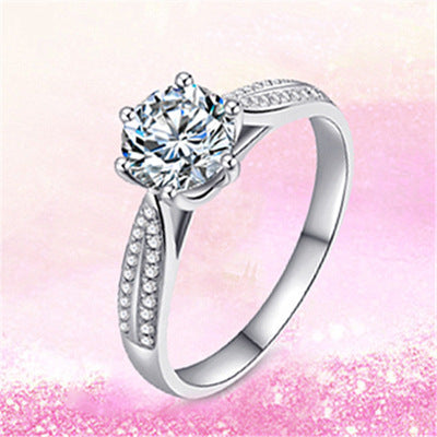 Wholesale Moissanite Eight Hearts and Eight Arrows Ring for Women One Carat Simple Classic Six-Claw Wedding Ring