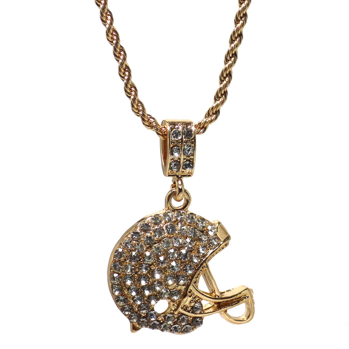 Wholesale Football Cap Pendant Diamond Stainless Steel Necklace JDC-NE-ChengHan007