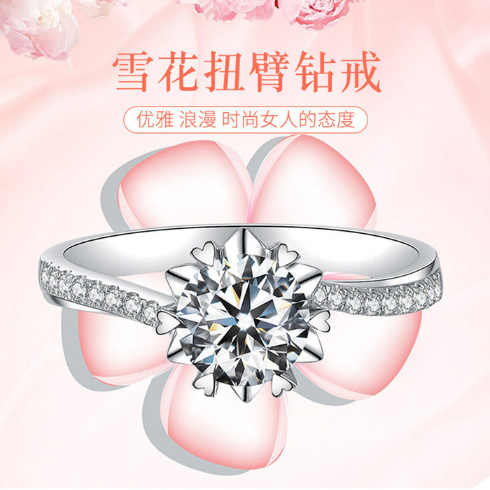 Wholesale Moissanite Eight Hearts and Eight Arrows Ring for Women One Carat Simple Classic Six-Claw Wedding Ring