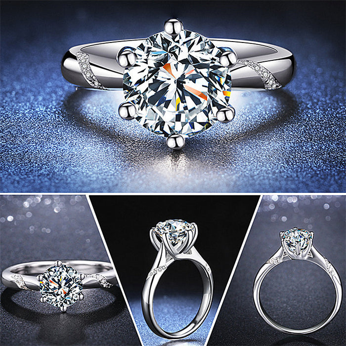 Wholesale Moissanite Eight Hearts and Eight Arrows Ring for Women One Carat Simple Classic Six-Claw Wedding Ring