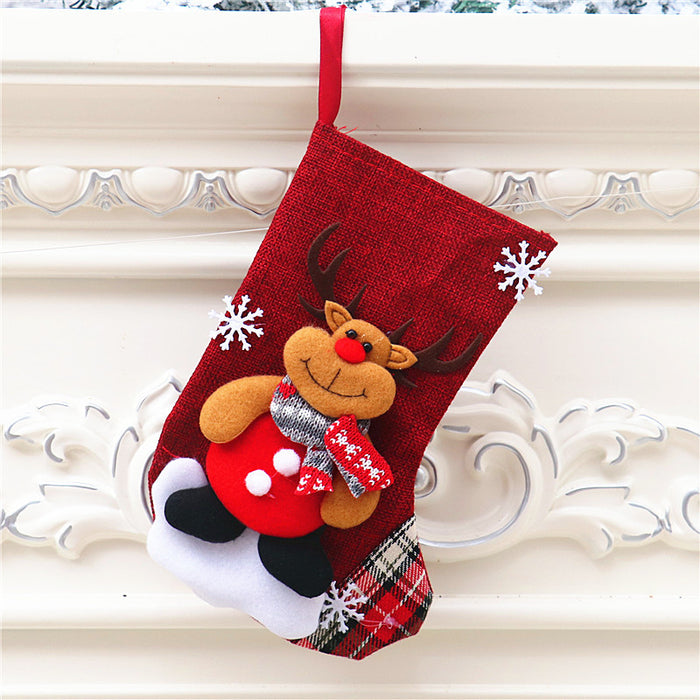 Wholesale Christmas Candy Gift Bag Decoration Props Santa Snowman Socks Medium Size Gift Christmas Stocking Decoration