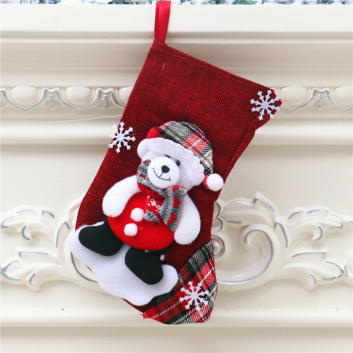 Wholesale Christmas Candy Gift Bag Decoration Props Santa Snowman Socks Medium Size Gift Christmas Stocking Decoration