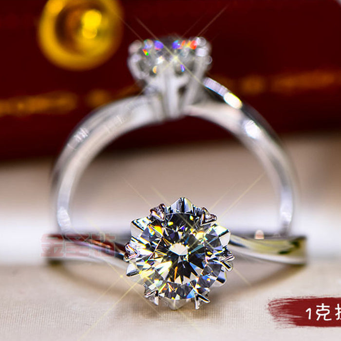 Wholesale Moissanite Eight Hearts and Eight Arrows Ring for Women One Carat Simple Classic Six-Claw Wedding Ring