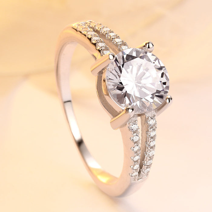 Wholesale Moissanite Eight Hearts and Eight Arrows Ring for Women One Carat Simple Classic Six-Claw Wedding Ring