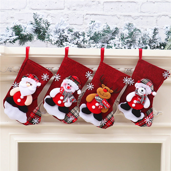 Wholesale Christmas Candy Gift Bag Decoration Props Santa Snowman Socks Medium Size Gift Christmas Stocking Decoration