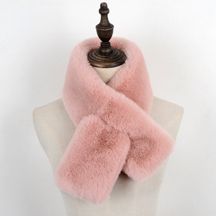 Wholesale Winter Thickened Double-sided Plush Faux Beaver Fur Whole-skin Scarf Women's Warm New Style Cross-neck Scarf Fur Collar Shawl