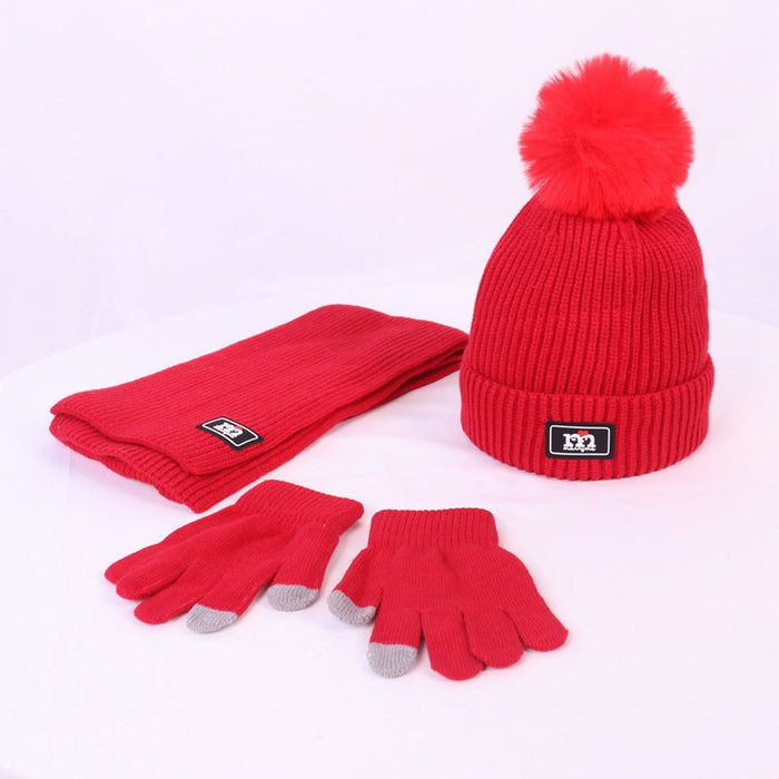 Wholesale Hat Wool Solid Color Warm Scarf Gloves Set JDC-FH-JunC001