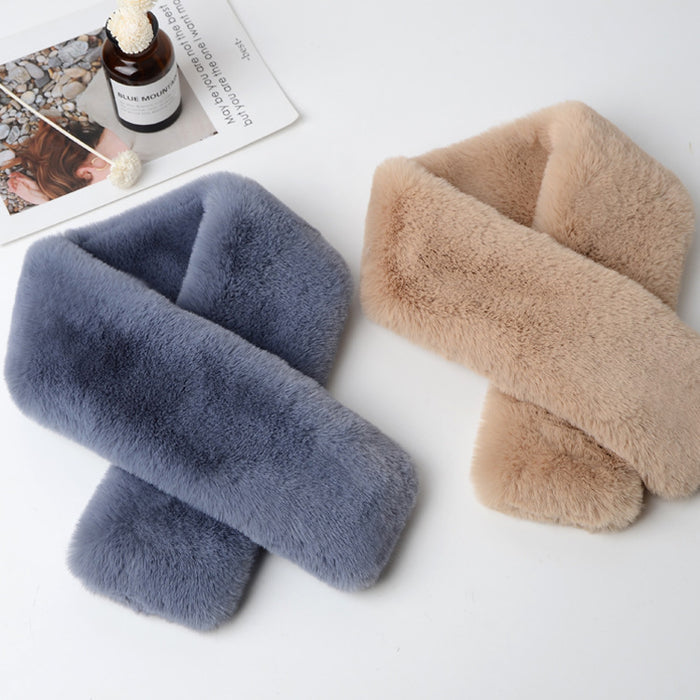 Wholesale Winter Thickened Double-sided Plush Faux Beaver Fur Whole-skin Scarf Women's Warm New Style Cross-neck Scarf Fur Collar Shawl