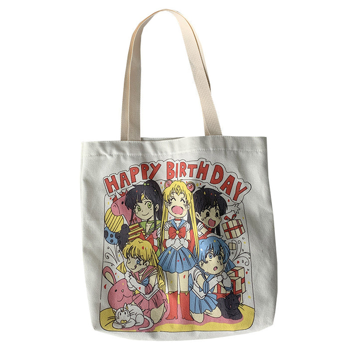 Wholesale New Large Capacity Canvas Bag One Shoulder Handheld Anime Cartoon Student Bag Canvas