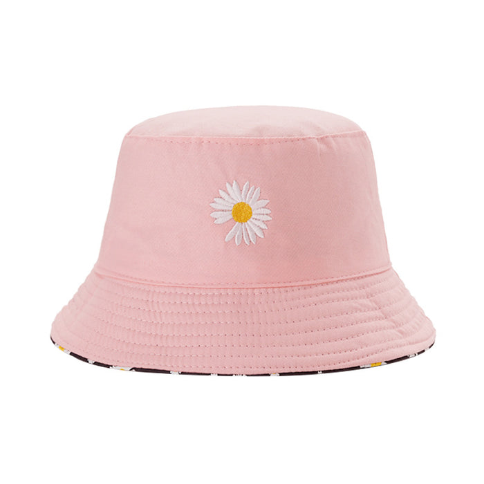 Wholesale Double-sided Daisy Embroidered Fisherman Hat Sun Protection Basin Hat