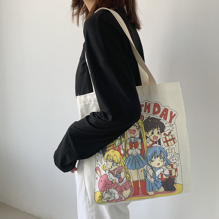 Wholesale New Large Capacity Canvas Bag One Shoulder Handheld Anime Cartoon Student Bag Canvas