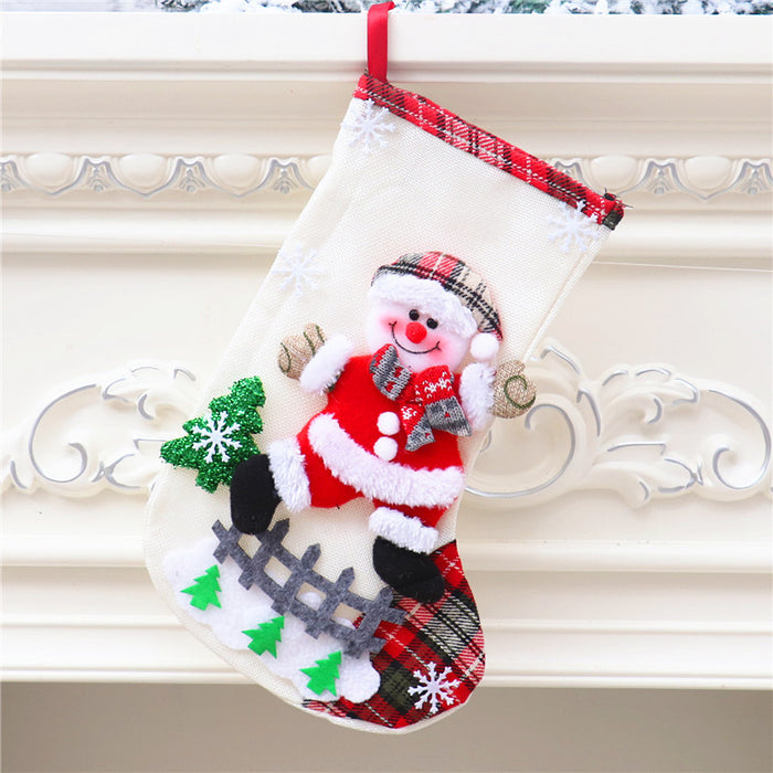 Wholesale Christmas Stocking Gift Bag Linen Old People Snowman Large Children Candy Bag Gift Bag Christmas Tree Hanging Ornaments