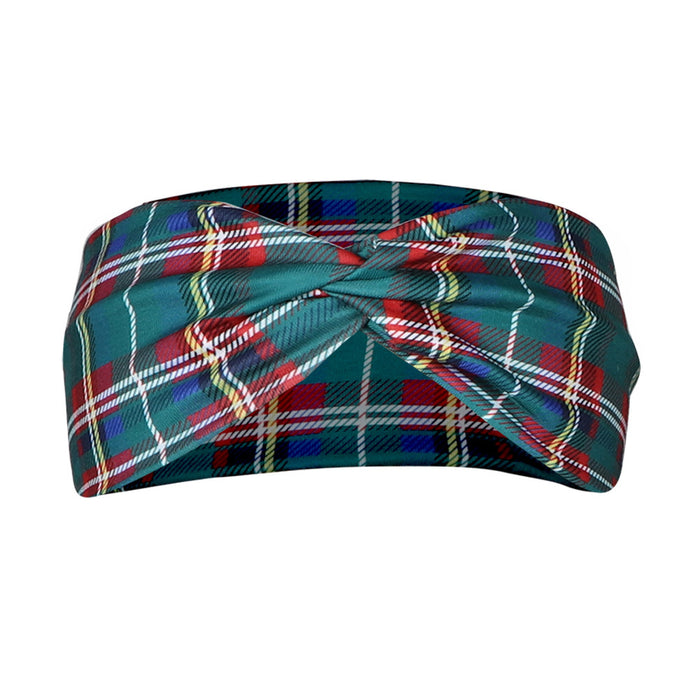 Wholesale Printed Plaid Turban Cross Hairband JDC-HD-Jint004