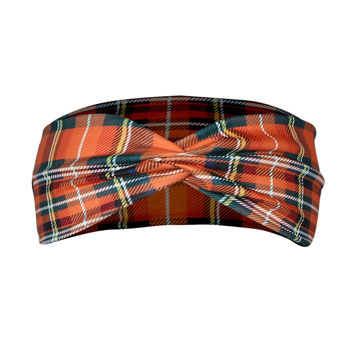 Wholesale Printed Plaid Turban Cross Hairband JDC-HD-Jint004