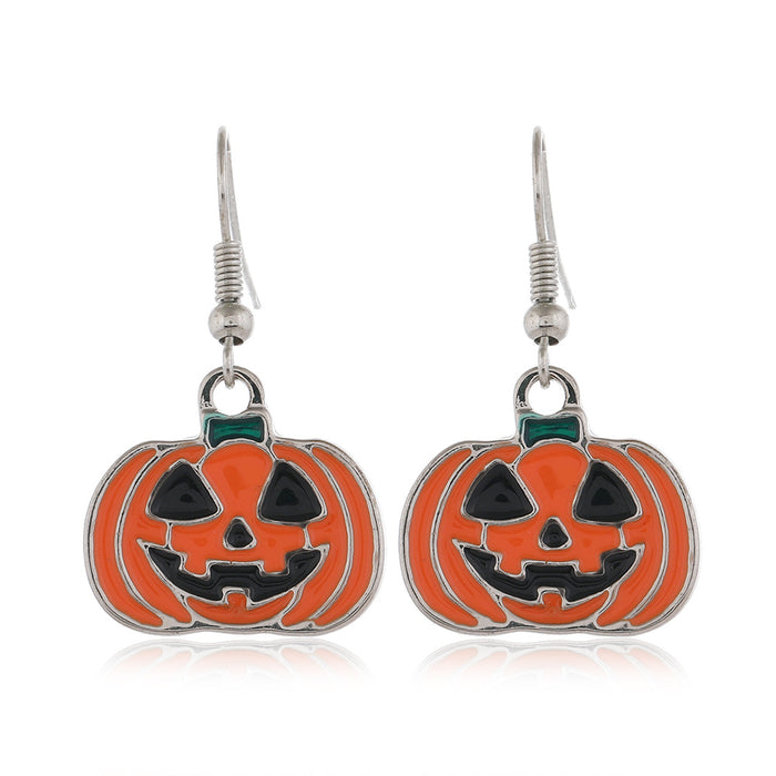 Wholesale Halloween Pumpkin Ghost Spider Alloy Earrings JDC-ES-ManTi002