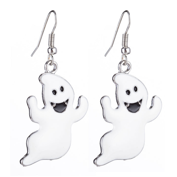 Wholesale Halloween Pumpkin Ghost Spider Alloy Earrings JDC-ES-ManTi002