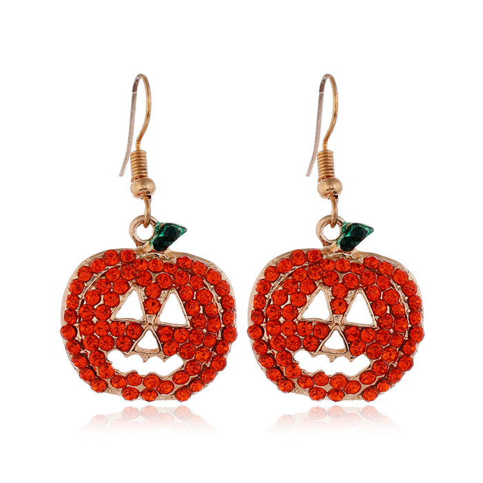 Wholesale Halloween Pumpkin Ghost Spider Alloy Earrings JDC-ES-ManTi002