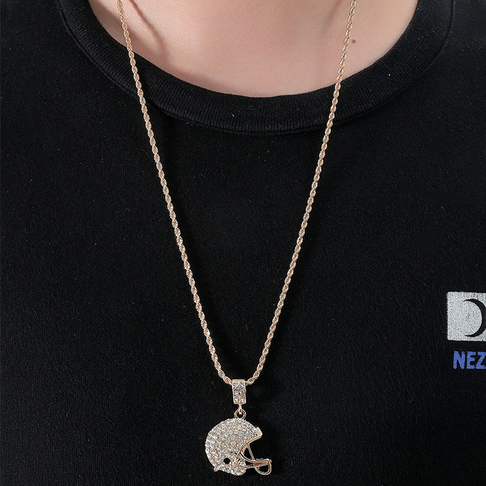 Wholesale Football Cap Pendant Diamond Stainless Steel Necklace JDC-NE-ChengHan007