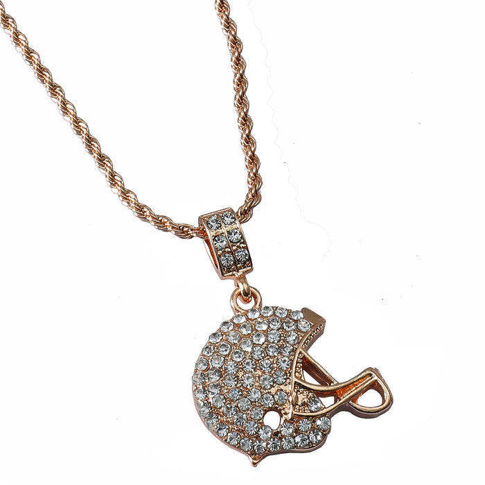 Wholesale Football Cap Pendant Diamond Stainless Steel Necklace JDC-NE-ChengHan007