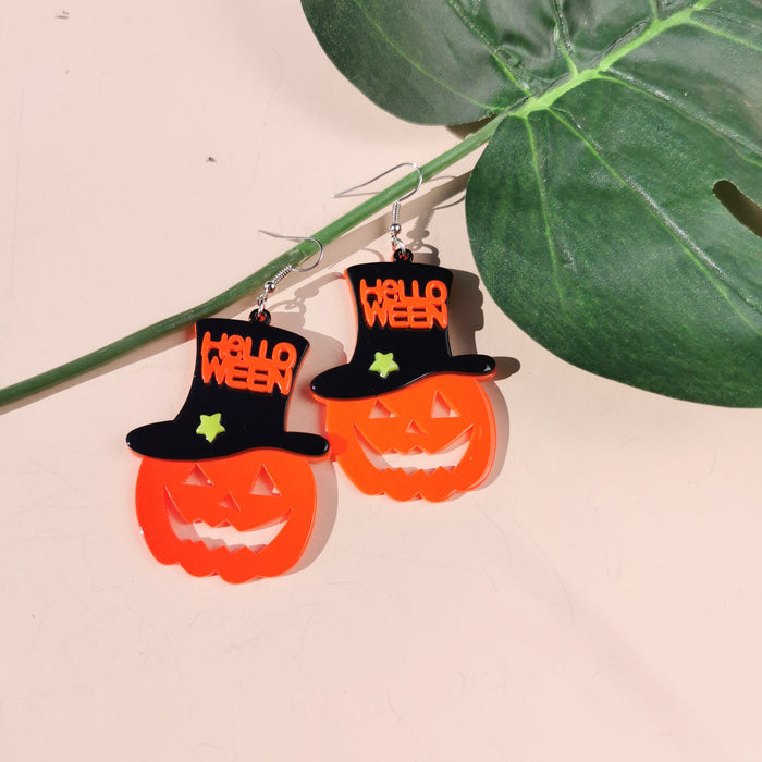 Wholesale Halloween Pumpkin Monster Long Acrylic Earrings JDC-ES-QingM010