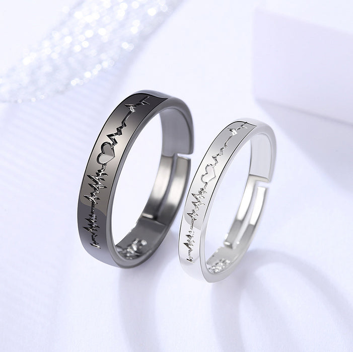 Wholesale couple ring ring ring black and white electrocardiogram opening a pair of men and women