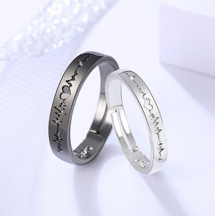 Wholesale couple ring ring ring black and white electrocardiogram opening a pair of men and women