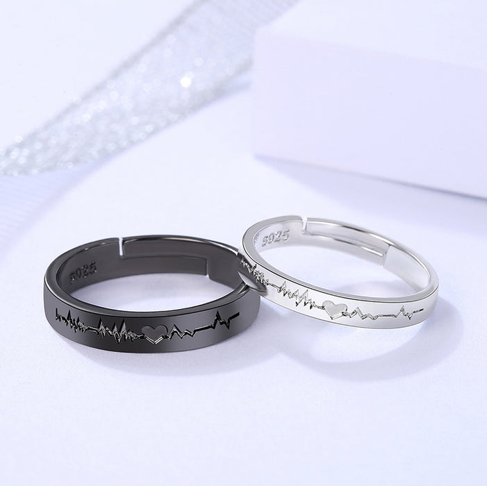 Wholesale couple ring ring ring black and white electrocardiogram opening a pair of men and women